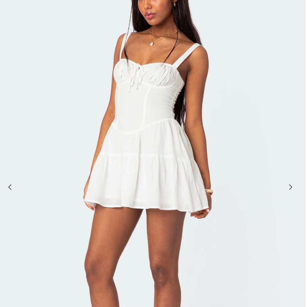 edikted Lenore Cupped Mini White Dress NEW XS - Picture 12 of 12